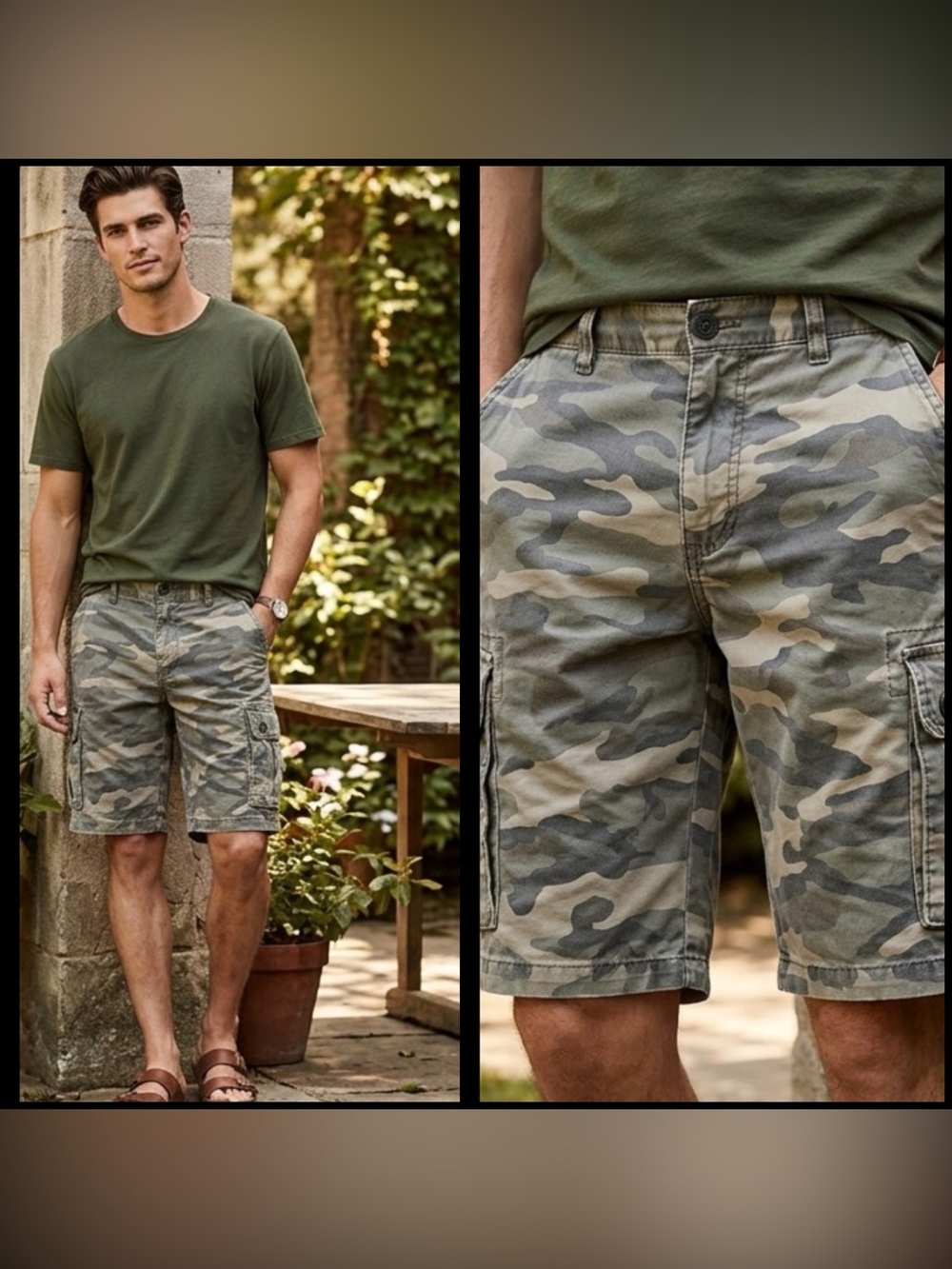 Aéropostale Y2K Men’s Classic Camo Stretch Twill Cargo Gorpcore Retro Shorts 36